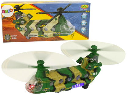 Helicóptero militar camuflado com luz som e rotação