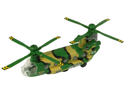 Helicóptero militar camuflado com luz som e rotação
