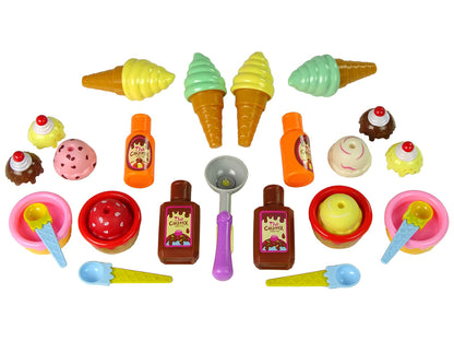 Brinquedo doces gelados cupcakes molhos colheres
