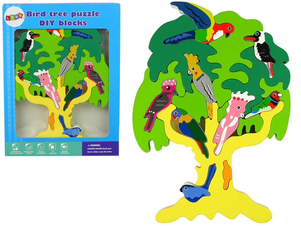 Puzzle de Madeira Árvore dos Pássaros DIY Educativo