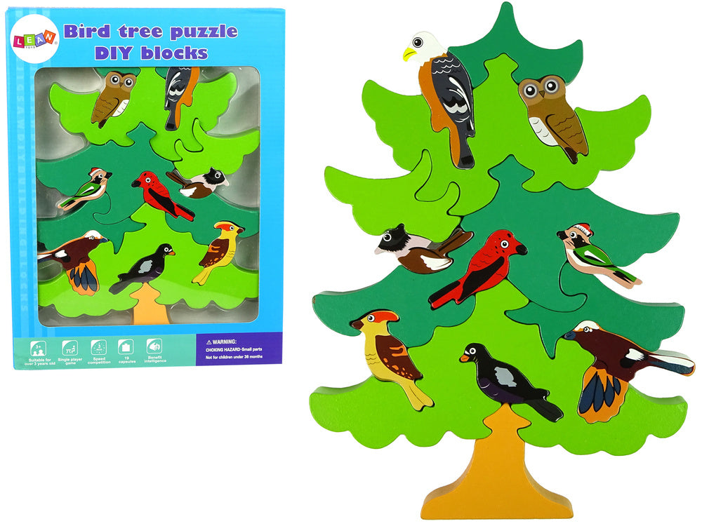 Puzzle de Madeira Árvore com Pássaros DIY Educativo