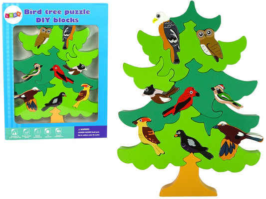 Puzzle de Madeira Árvore com Pássaros DIY Educativo