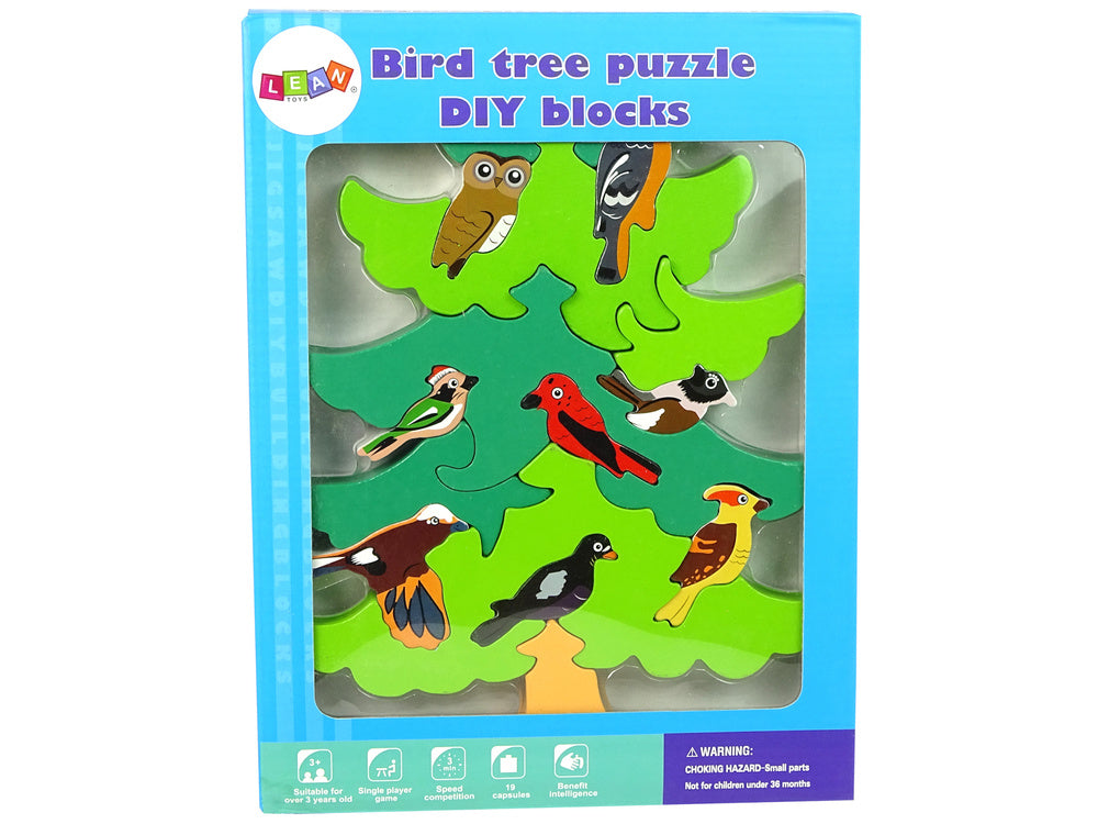 Puzzle de Madeira Árvore com Pássaros DIY Educativo