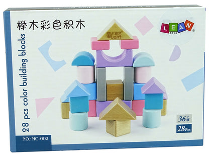 Blocos madeira pastel 28 peças castelo