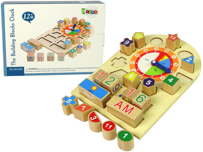 Relógio educativo madeira números coloridos