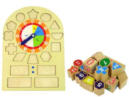 Relógio educativo madeira números coloridos