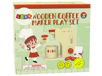 Máquina café madeira acessórios cozinha infantil