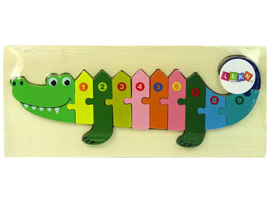 Puzzle madeira crocodilo números