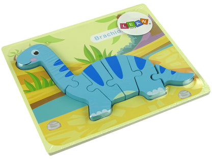 Puzzle madeira dinossauro braquiossauro azul