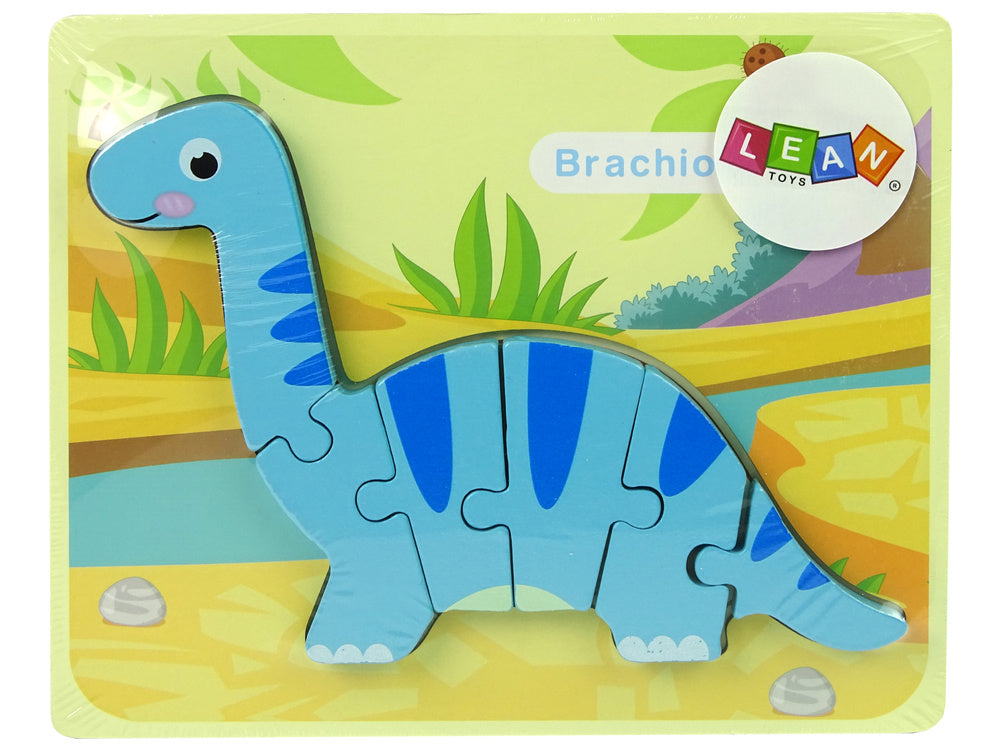 Puzzle madeira dinossauro braquiossauro azul