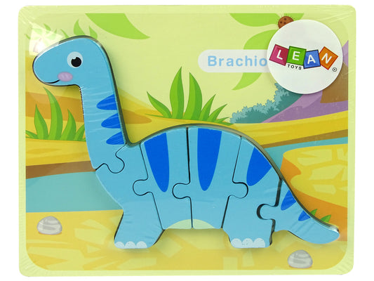 Puzzle madeira dinossauro braquiossauro azul