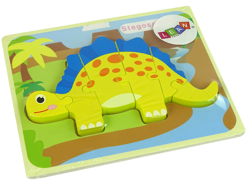 Puzzle madeira dinossauro estegossauro amarelo