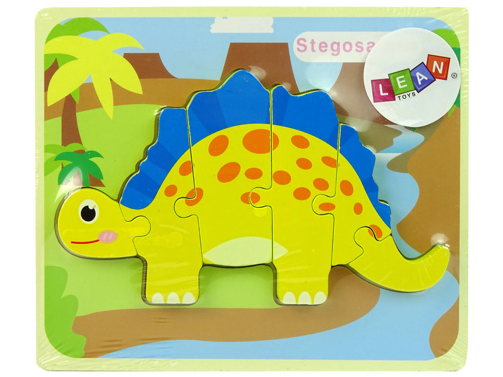 Puzzle madeira dinossauro estegossauro amarelo