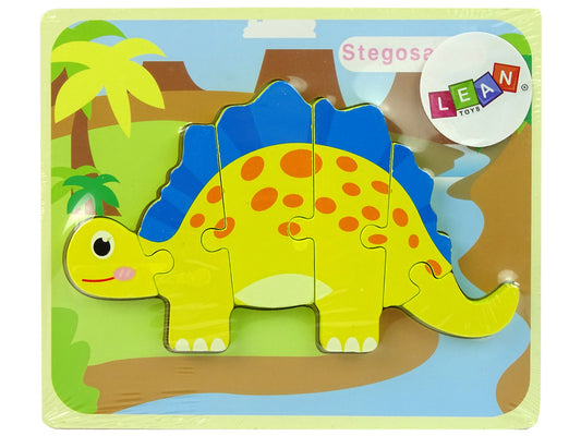 Puzzle madeira dinossauro estegossauro amarelo