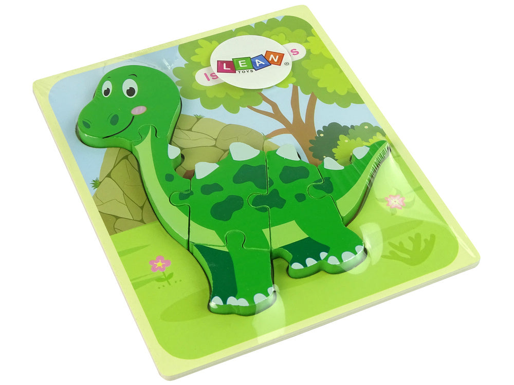 Puzzle madeira dinossauro isanosaurus verde