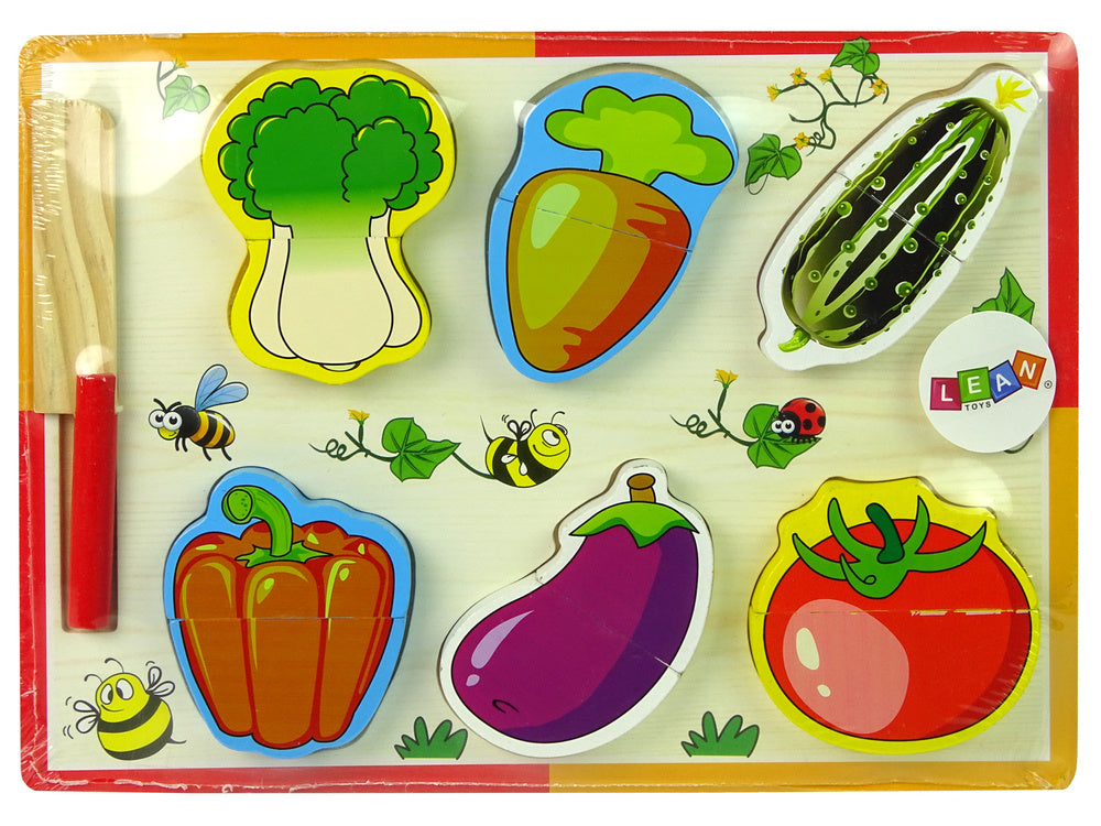 Brinquedo cortar legumes madeira 6 peças