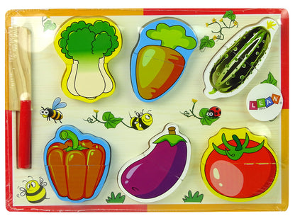 Brinquedo cortar legumes madeira 6 peças