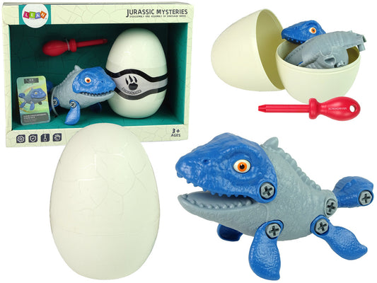 Dinossauro mosasaurus com ovo DIY aparafusadora azul