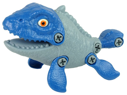 Dinossauro mosasaurus com ovo DIY aparafusadora azul