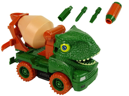 Camião betoneira dinossauro verde com acessórios