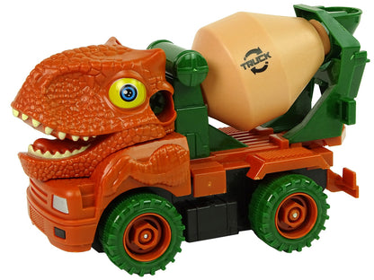 Camião betoneira dinossauro laranja com acessórios