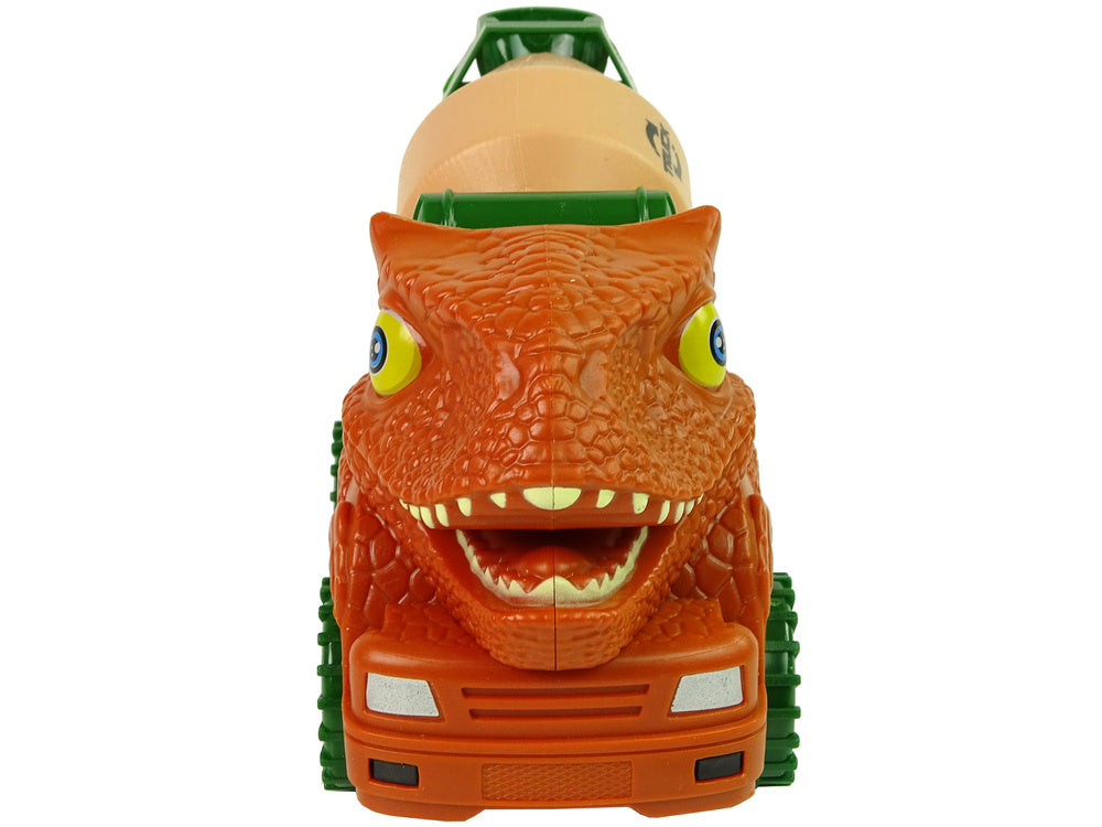 Camião betoneira dinossauro laranja com acessórios