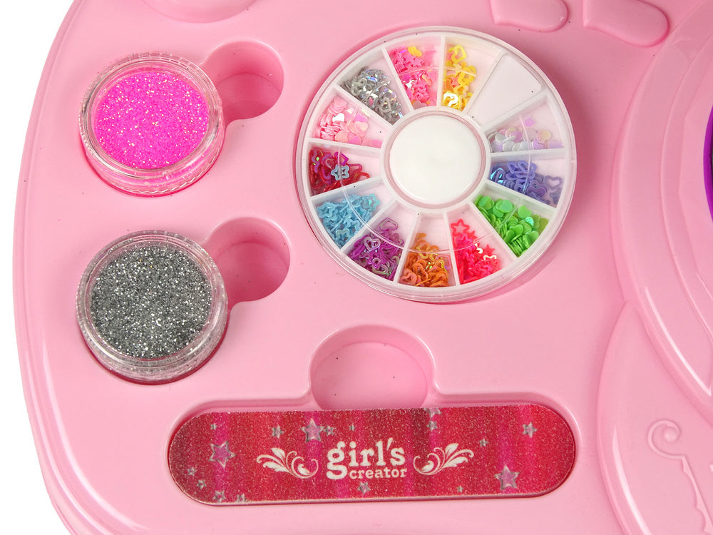 Conjunto unhas com secador glitter autocolantes