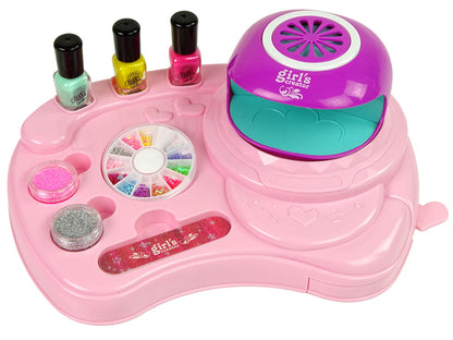 Conjunto unhas com secador glitter autocolantes