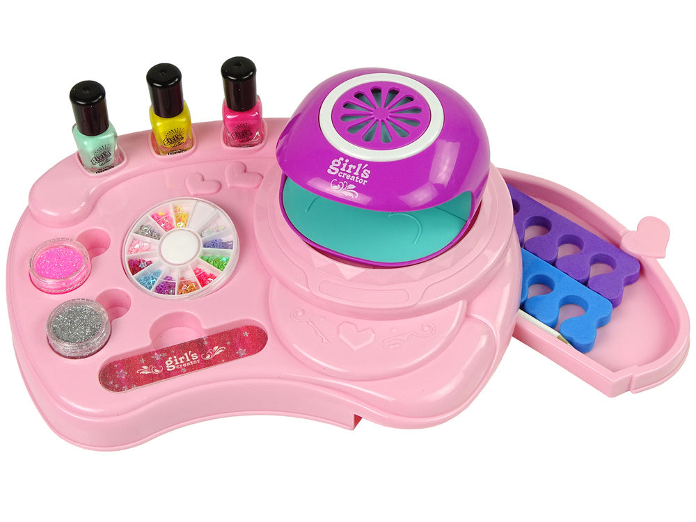 Conjunto unhas com secador glitter autocolantes