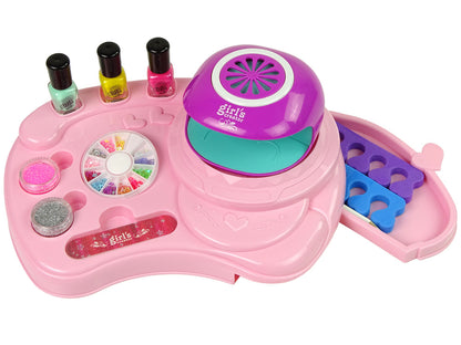 Conjunto unhas com secador glitter autocolantes