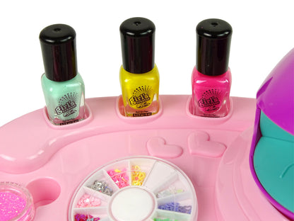 Conjunto unhas com secador glitter autocolantes