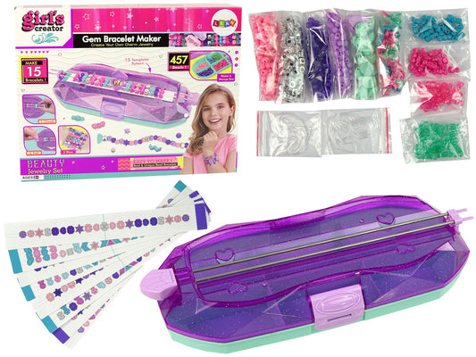 Kit pulseiras contas coloridas caixa criativa