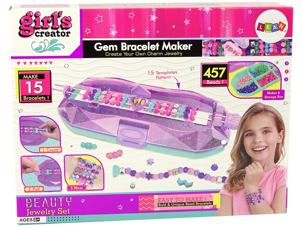 Kit pulseiras contas coloridas caixa criativa