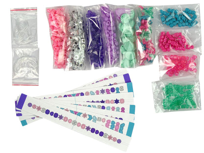 Kit pulseiras contas coloridas caixa criativa