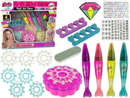 Conjunto unhas verniz canetas autocolantes