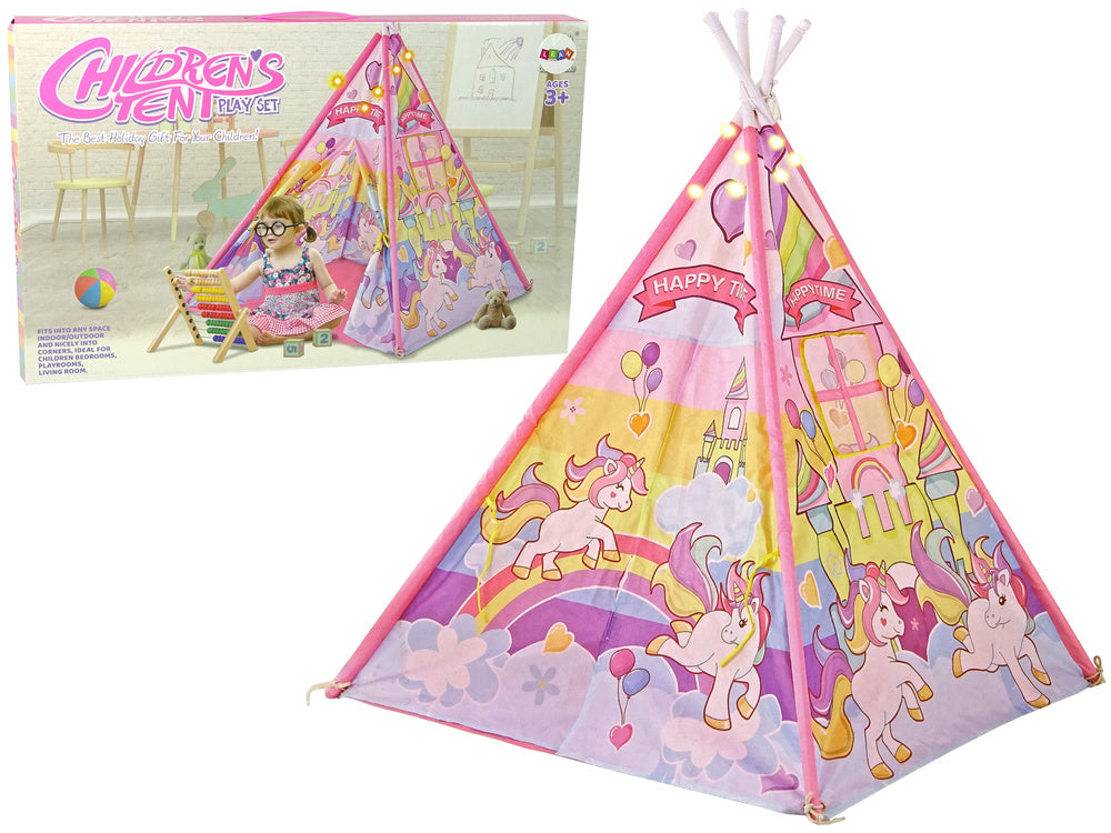 Tenda infantil unicórnio rosa luz