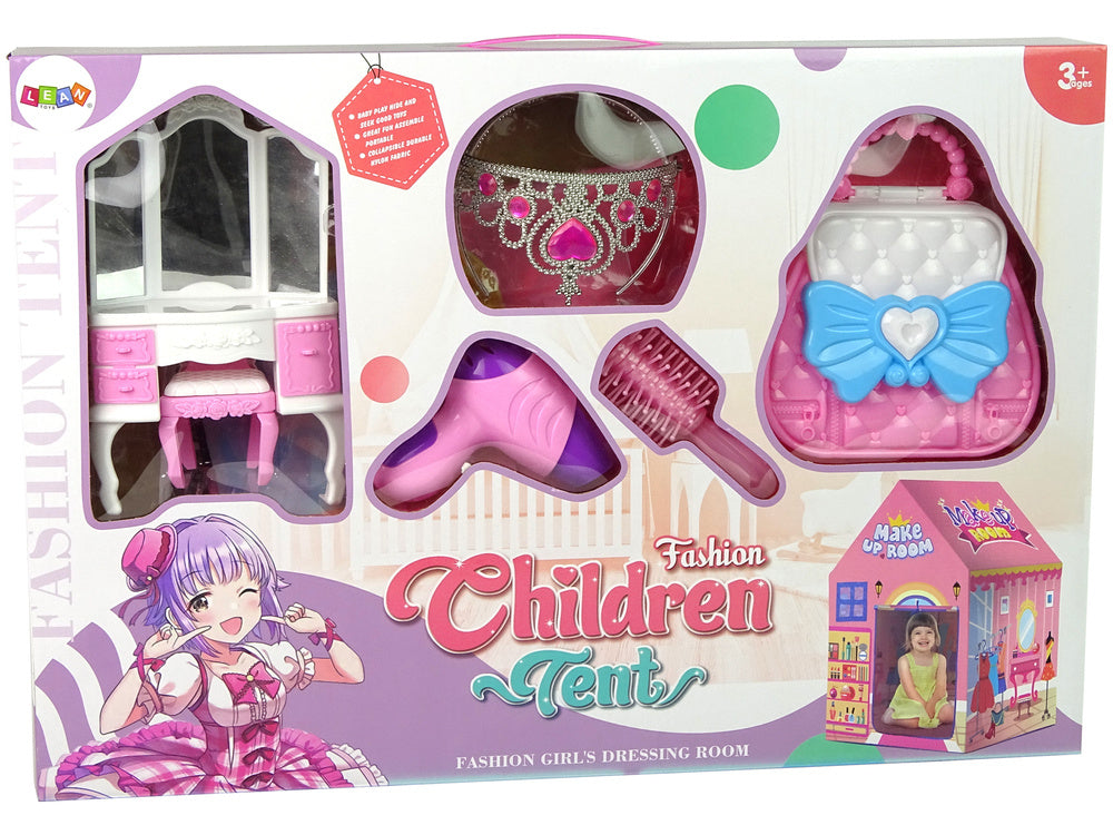Tenda princesa salão beleza rosa acessórios
