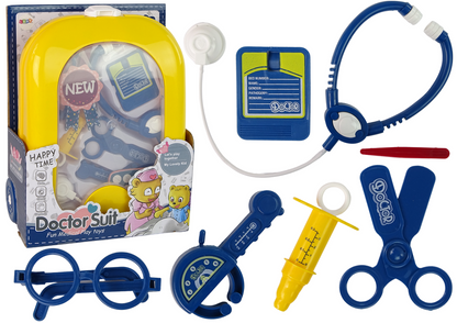 Mala médico com estetoscópio tesoura amarela