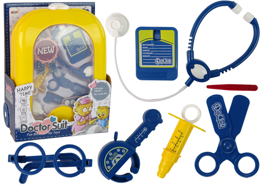 Mala médico com estetoscópio tesoura amarela