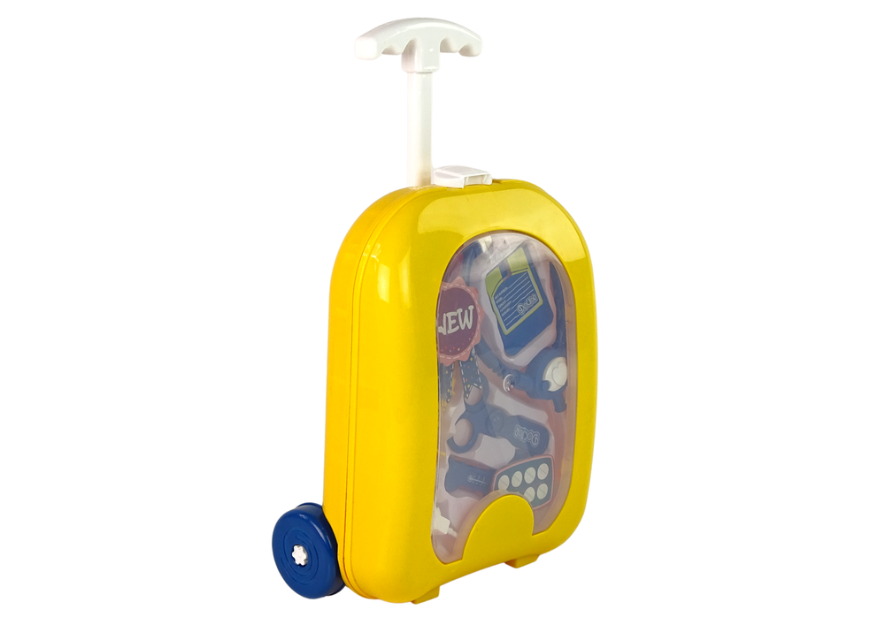 Mala médico com estetoscópio tesoura amarela