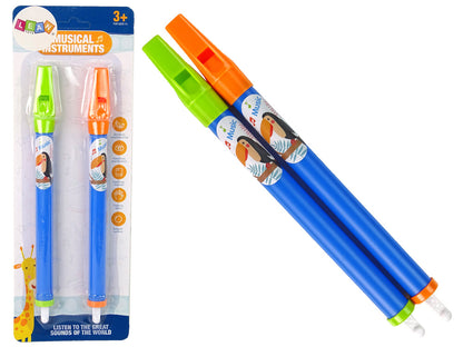 Flauta infantil animais azul 2 peças