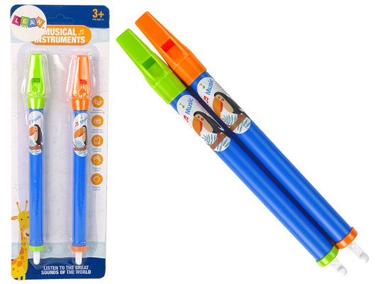 Flauta infantil animais azul 2 peças