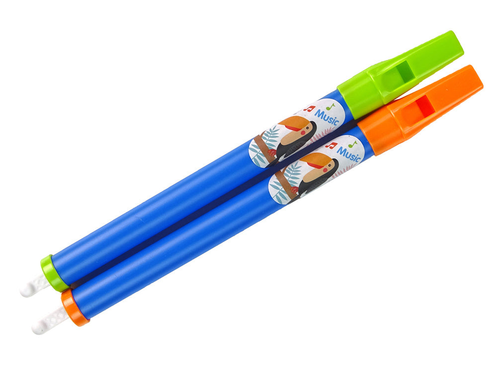 Flauta infantil animais azul 2 peças