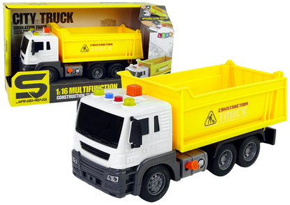 Camião basculante construção 1:16 amarelo com reboque