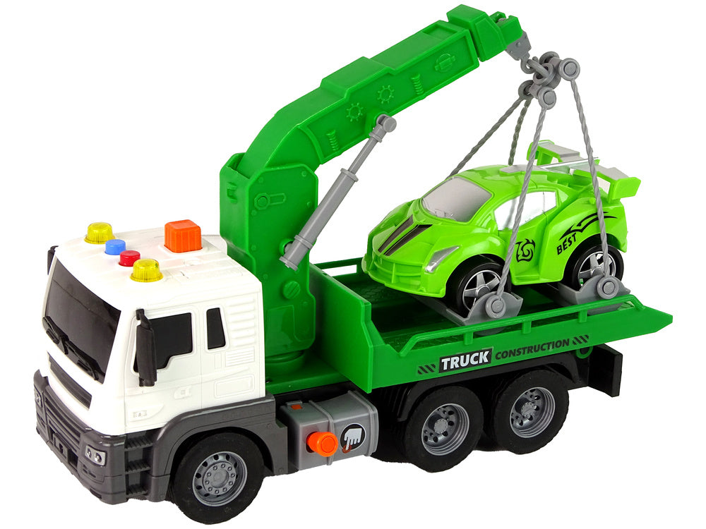 Reboque transporte carros 1:16 verde luz som