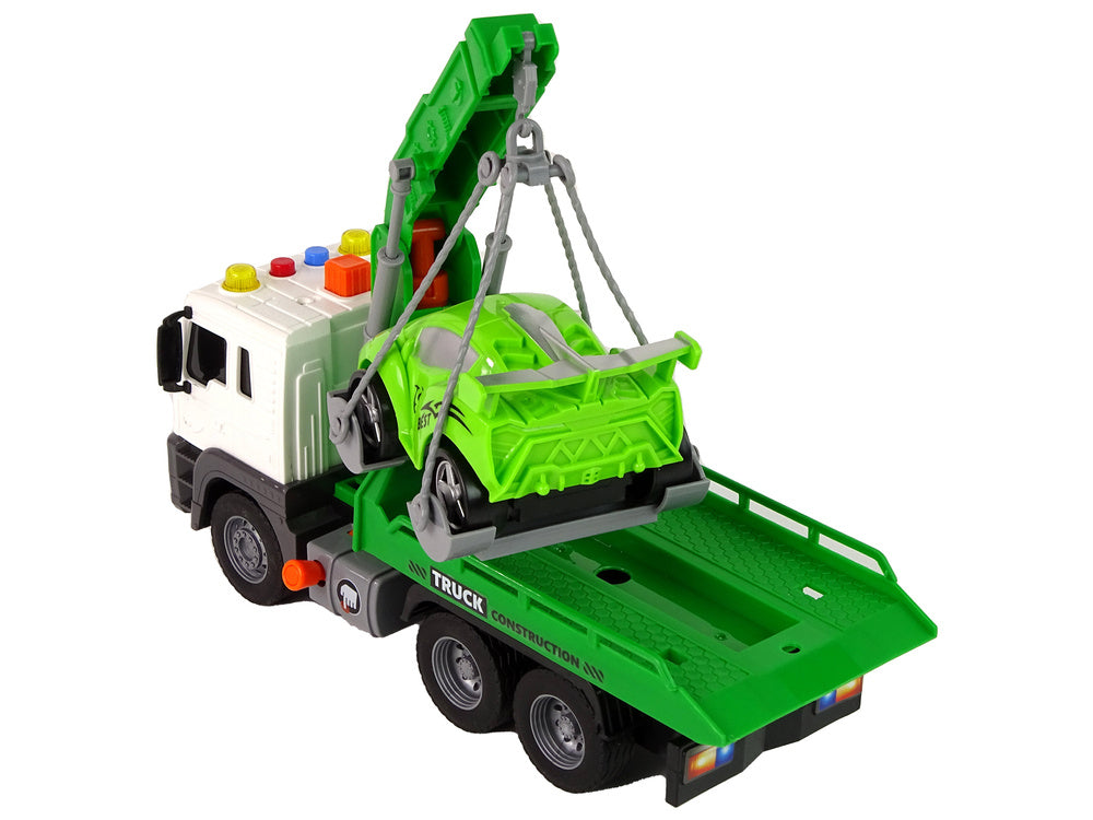 Reboque transporte carros 1:16 verde luz som
