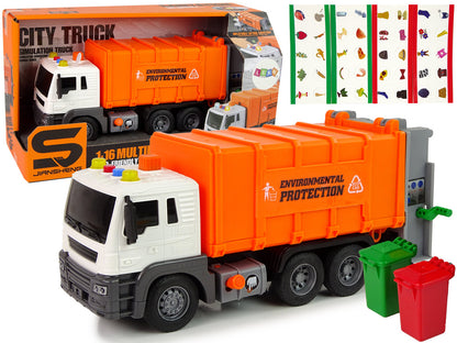 Camião lixo separação 1:16 laranja som fricção