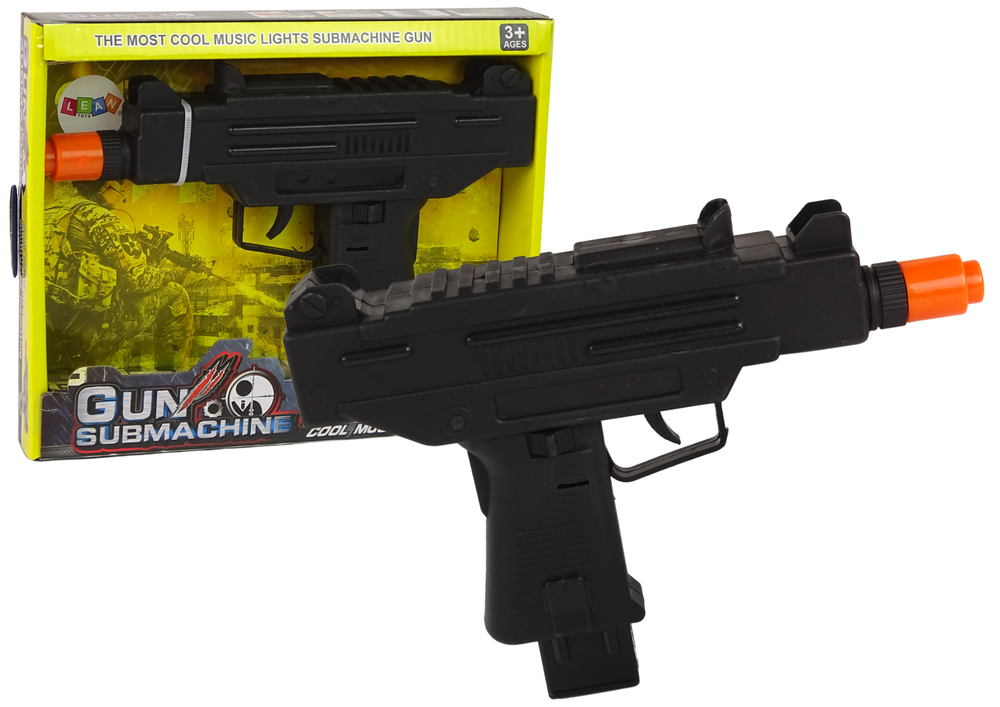 Pistola infantil preta vibração som
