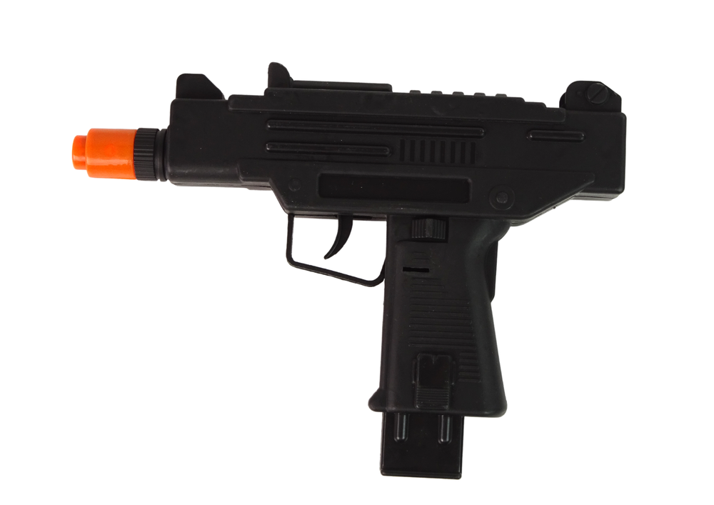 Pistola infantil preta vibração som