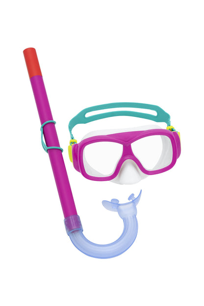 Conjunto mergulho máscara snorkel barbatanas rosa Bestway 25019